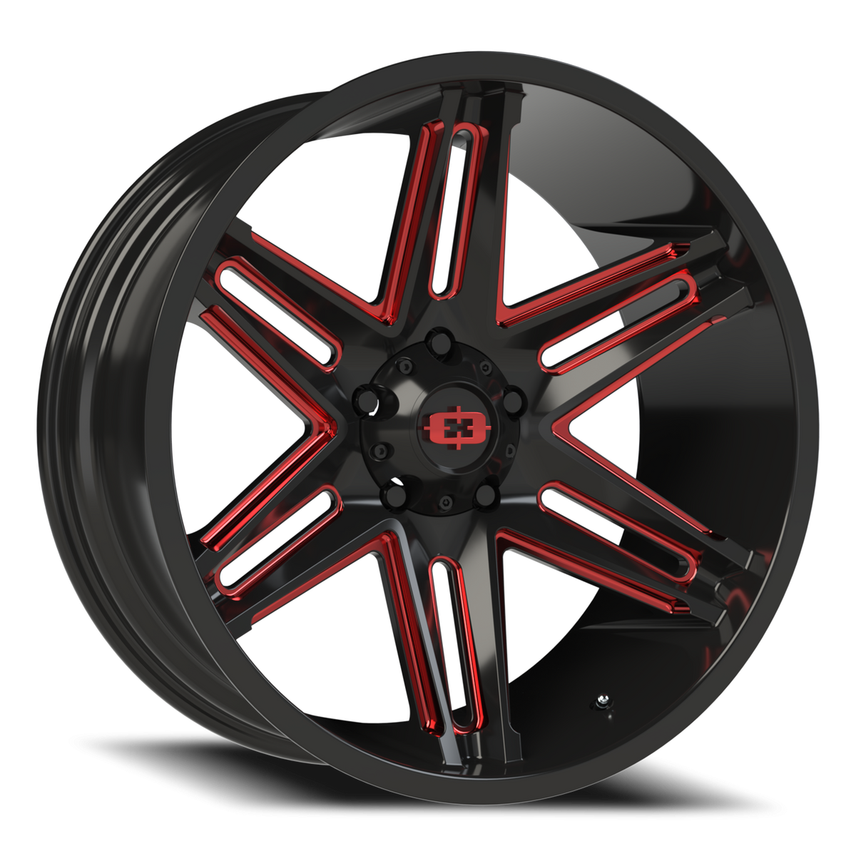 Vision Wheel 363 Gloss Black Milled Spoke with Red Tint 22x10 -19 5x139.7mm 108mm - Wheelwiz