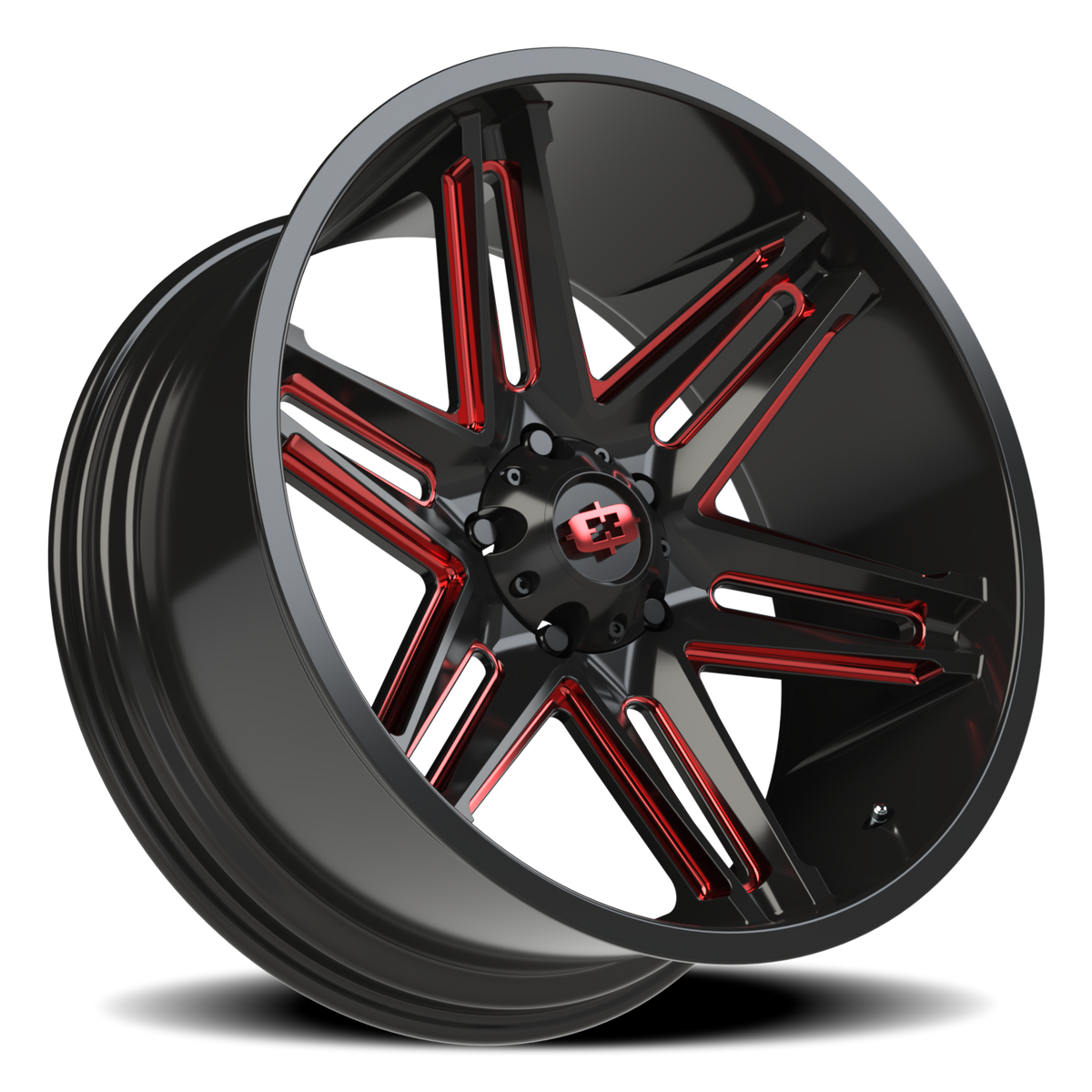 Vision Wheel 363 Gloss Black Milled Spoke with Red Tint 22x10 -19 5x139.7mm 108mm - Wheelwiz