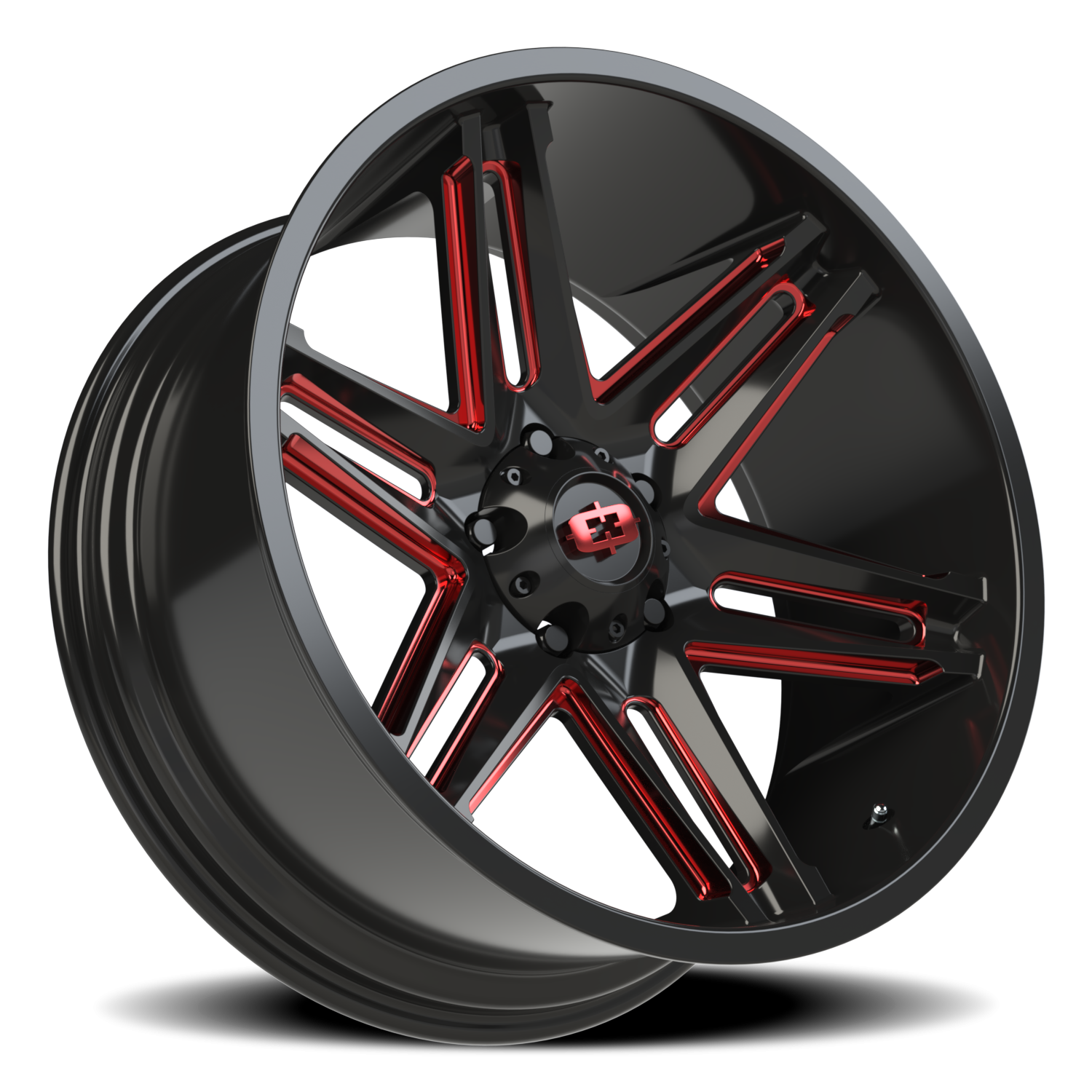 Vision Wheel 363 Gloss Black Milled Spoke with Red Tint 22x10 -19 5x139.7mm 108mm - Wheelwiz