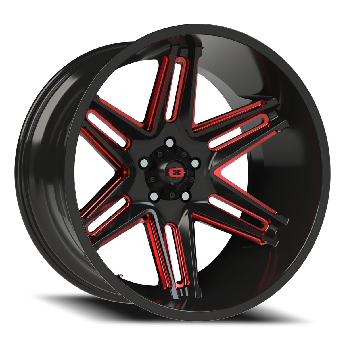 Vision Wheel 363 Gloss Black Milled Spoke with Red Tint 22x12 -51 5x127mm 78.1mm - Wheelwiz