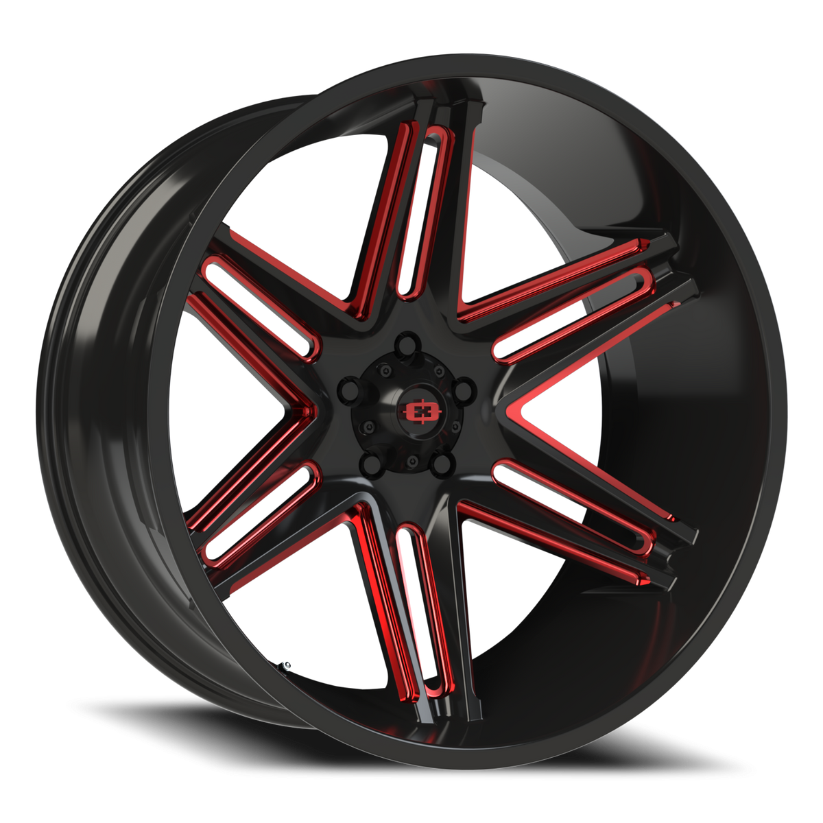 Vision Wheel 363 Gloss Black Milled Spoke with Red Tint 24x12 -51 5x127mm 78.1mm - Wheelwiz