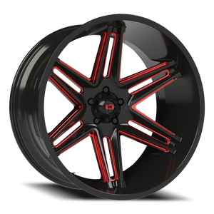 Vision Wheel 363 Gloss Black Milled Spoke with Red Tint 24x12 -51 5x127mm 78.1mm - Wheelwiz
