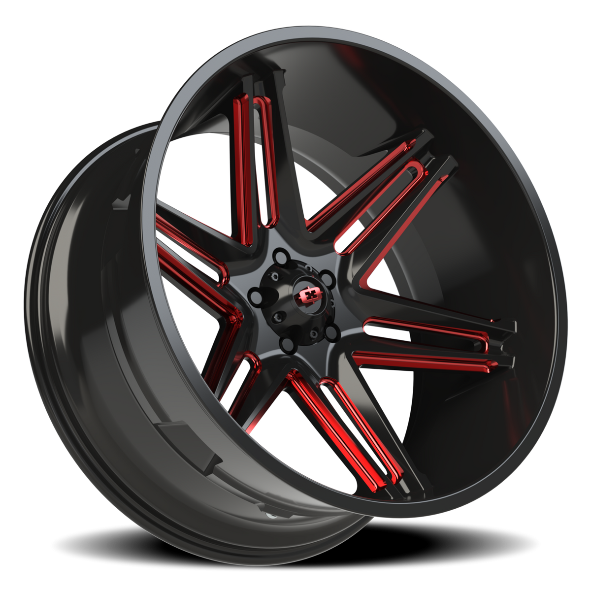 Vision Wheel 363 Gloss Black Milled Spoke with Red Tint 24x12 -51 5x127mm 78.1mm - Wheelwiz