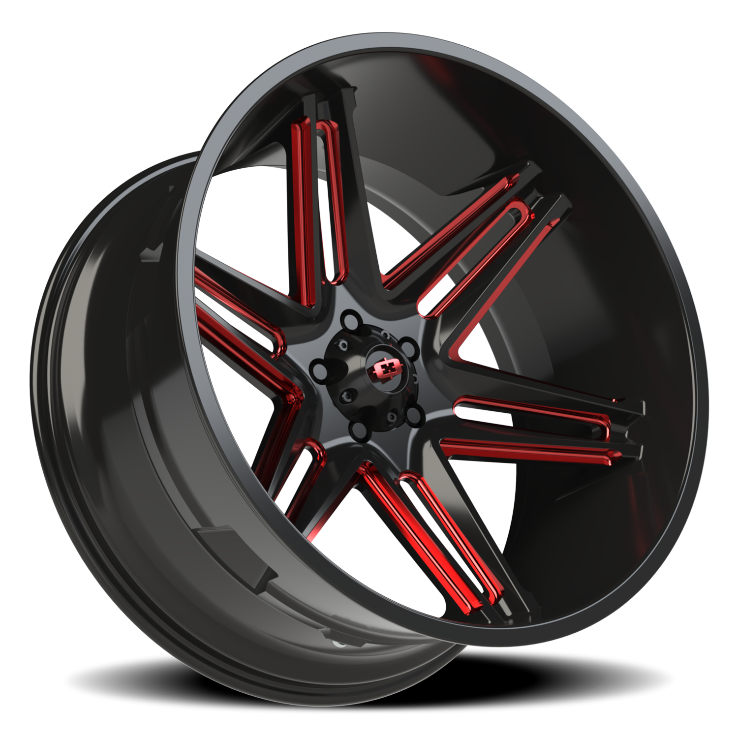 Vision Wheel 363 Gloss Black Milled Spoke with Red Tint 24x12 -51 5x127mm 78.1mm - Wheelwiz