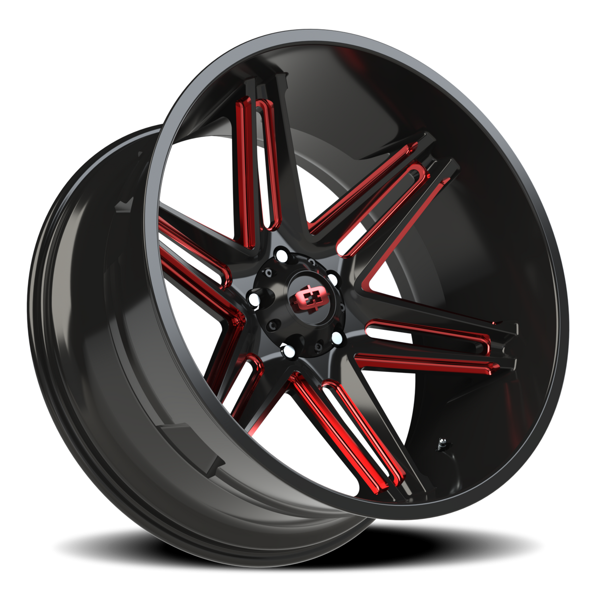 Vision Wheel 363 Gloss Black Milled Spoke with Red Tint 24x12 -51 5x139.7mm 108mm - Wheelwiz