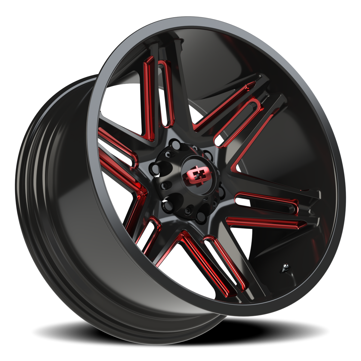 Vision Wheel 363 Gloss Black Milled Spoke with Red Tint 20x10 -25 6x139.7mm 106.2mm - Wheelwiz