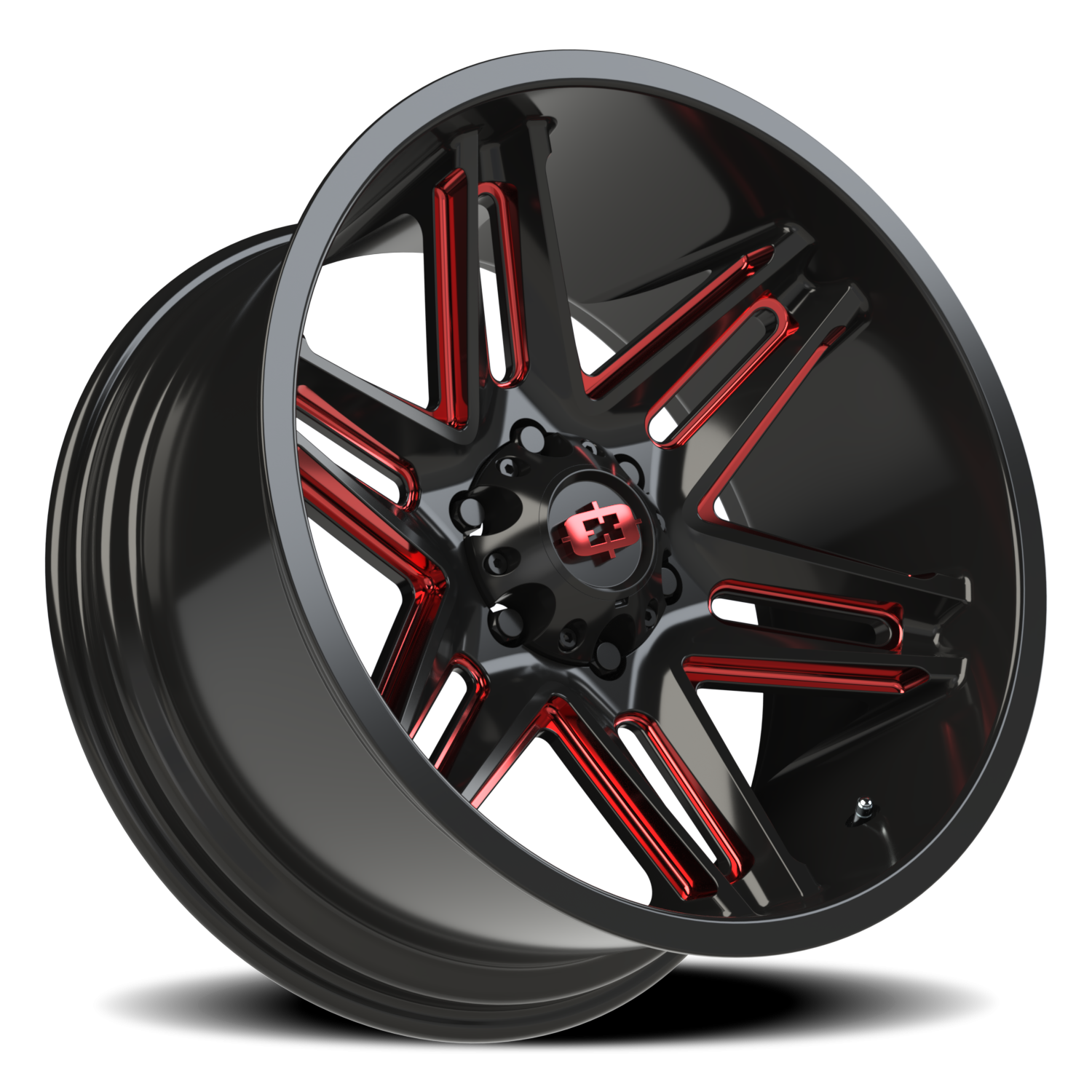 Vision Wheel 363 Gloss Black Milled Spoke with Red Tint 20x10 -25 6x139.7mm 106.2mm - Wheelwiz