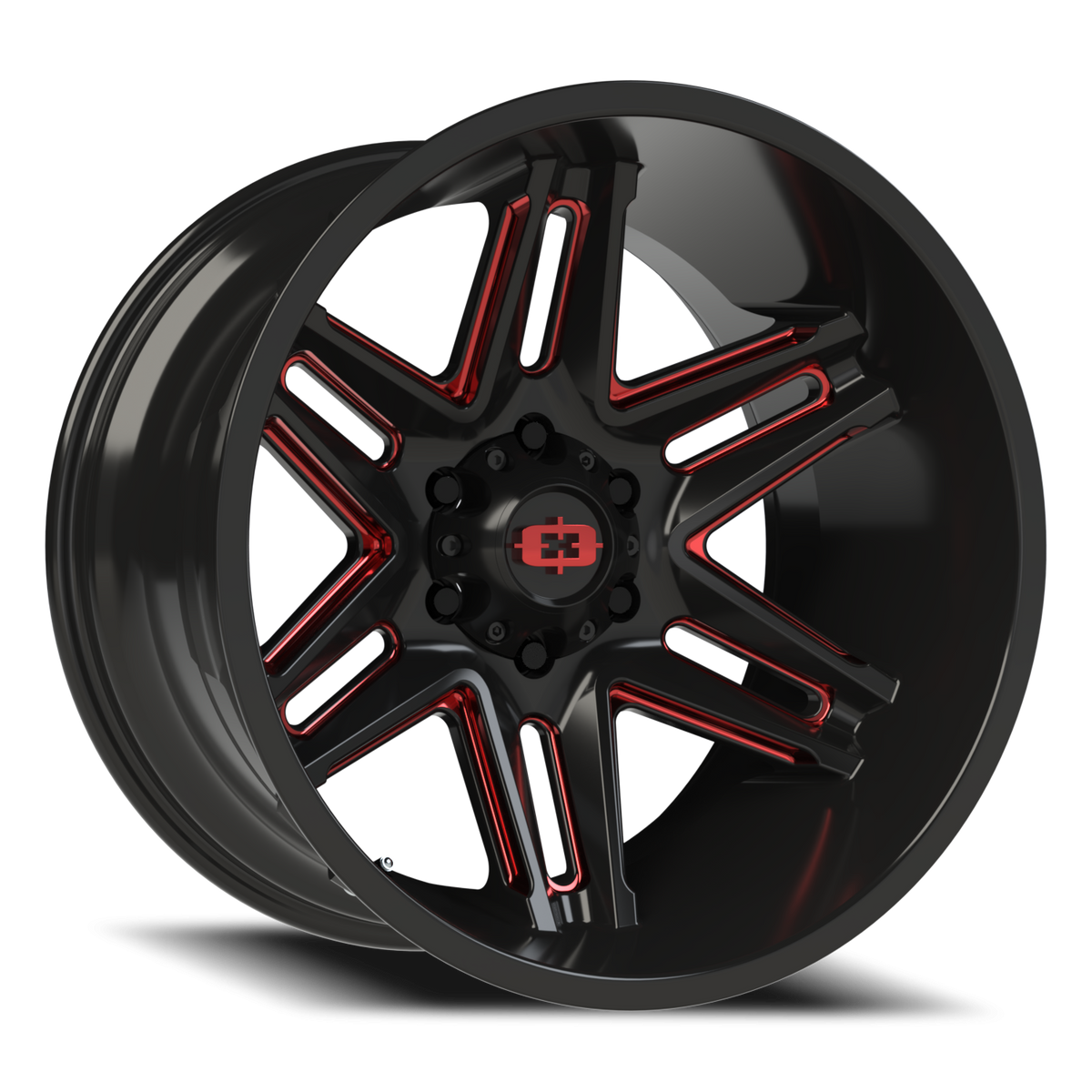Vision Wheel 363 Gloss Black Milled Spoke with Red Tint 20x12 -51 6x135mm 87.1mm - Wheelwiz