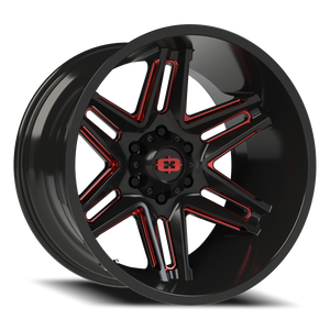 Vision Wheel 363 Gloss Black Milled Spoke with Red Tint 20x12 -51 6x135mm 87.1mm - Wheelwiz