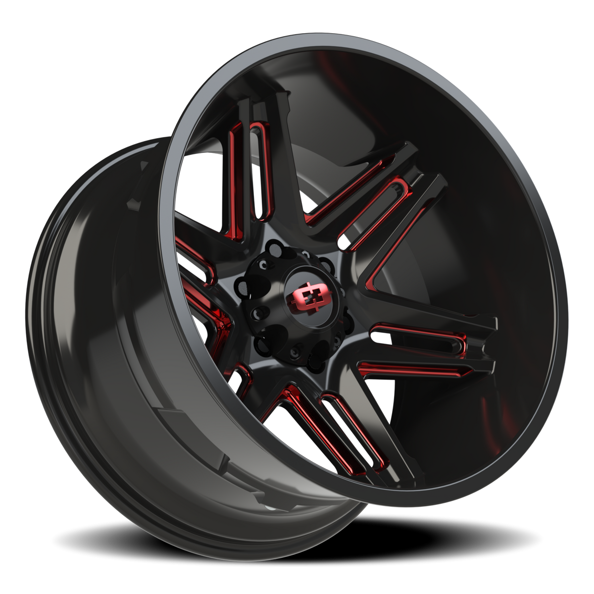 Vision Wheel 363 Gloss Black Milled Spoke with Red Tint 20x12 -51 6x135mm 87.1mm - Wheelwiz