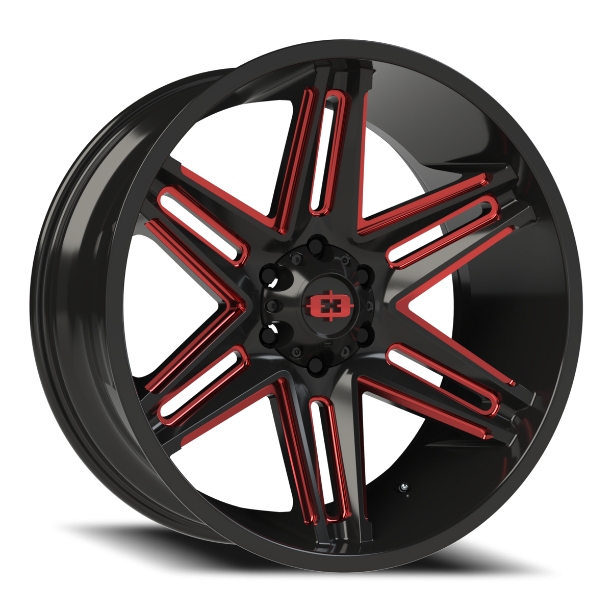 Vision Wheel 363 Gloss Black Milled Spoke with Red Tint 22x10 -19 6x139.7mm 106.2mm - Wheelwiz