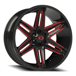 Vision Wheel 363 Gloss Black Milled Spoke with Red Tint 22x10 -19 6x139.7mm 106.2mm - Wheelwiz