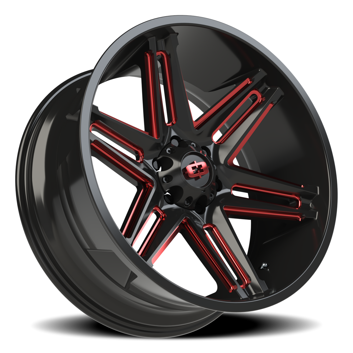 Vision Wheel 363 Gloss Black Milled Spoke with Red Tint 22x10 -19 6x139.7mm 106.2mm - Wheelwiz