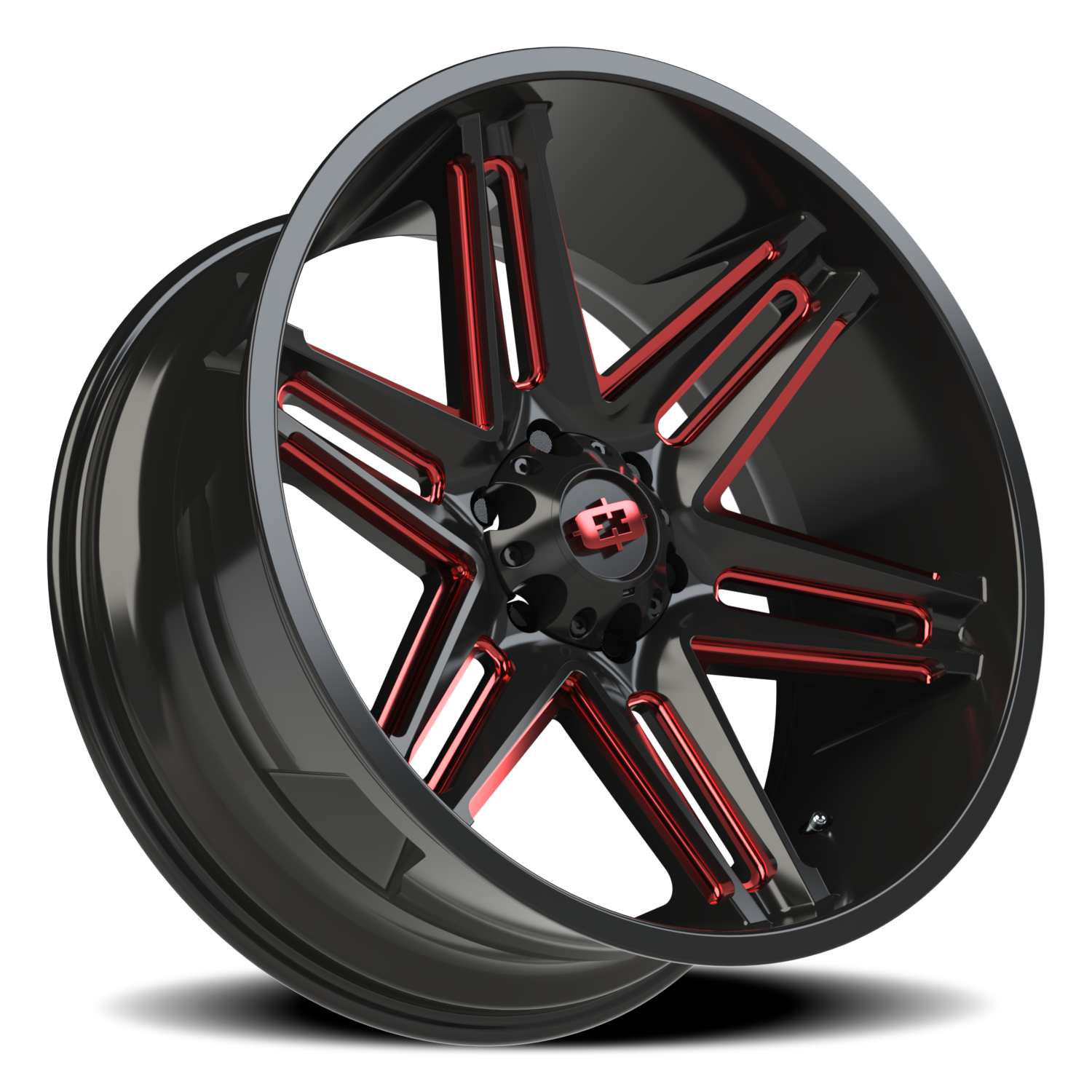 Vision Wheel 363 Gloss Black Milled Spoke with Red Tint 22x10 -19 6x139.7mm 106.2mm - Wheelwiz