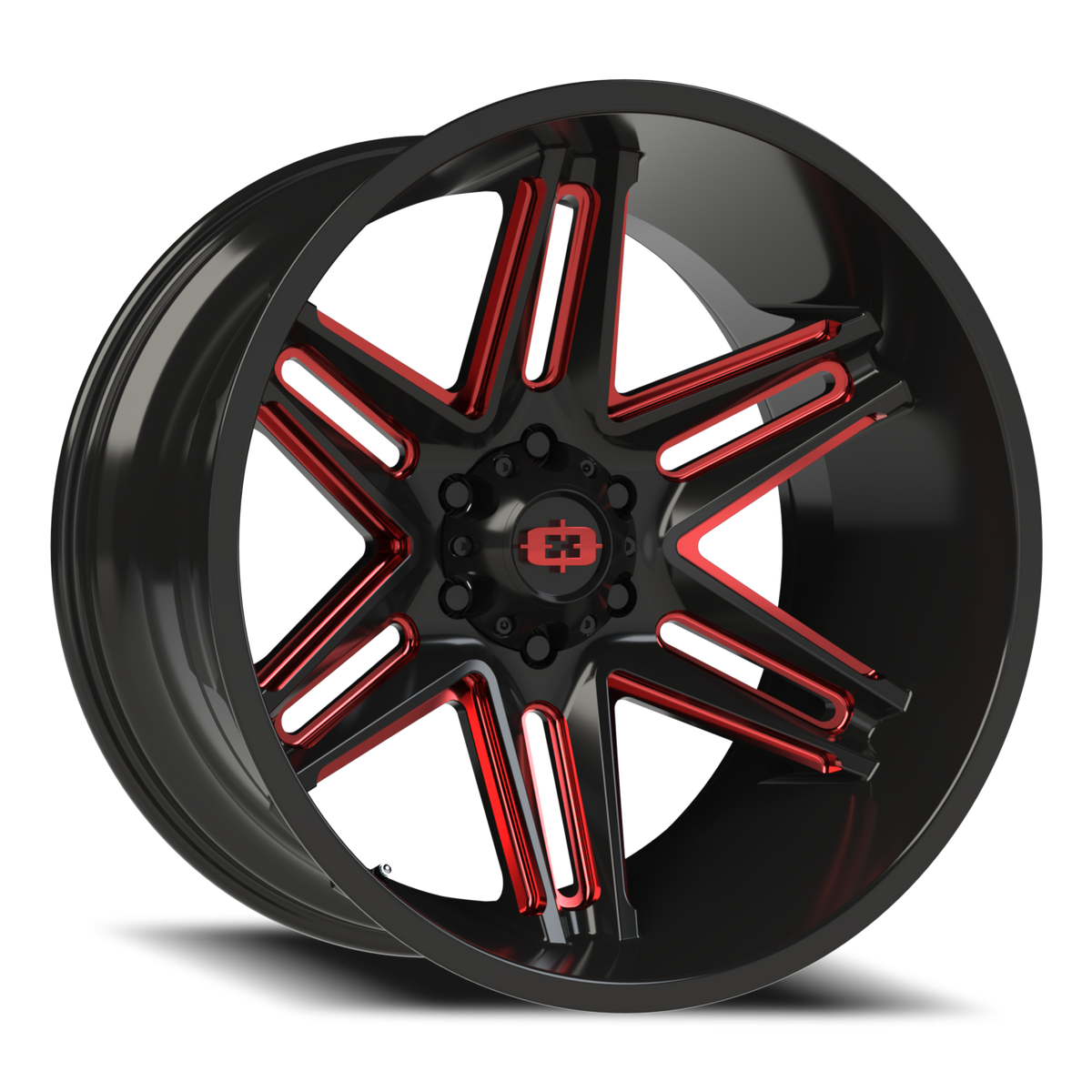 Vision Wheel 363 Gloss Black Milled Spoke with Red Tint 22x12 -51 6x139.7mm 106.2mm - Wheelwiz