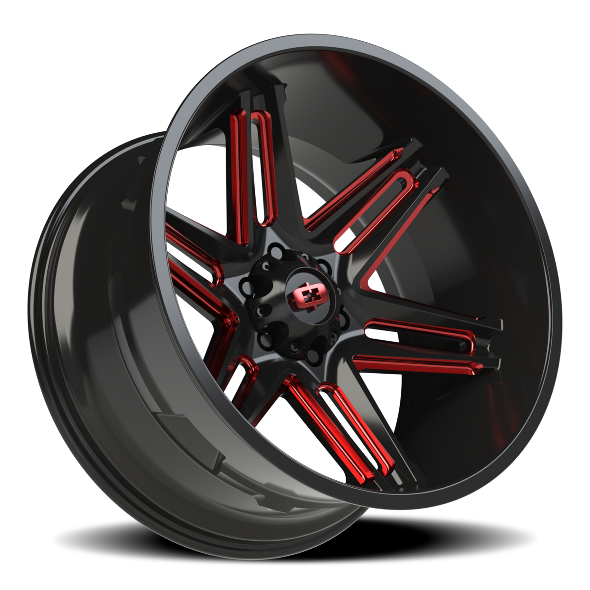 Vision Wheel 363 Gloss Black Milled Spoke with Red Tint 22x12 -51 6x139.7mm 106.2mm - Wheelwiz