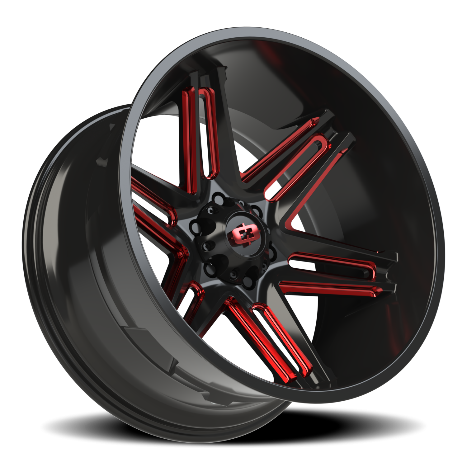 Vision Wheel 363 Gloss Black Milled Spoke with Red Tint 22x12 -51 6x139.7mm 106.2mm - Wheelwiz