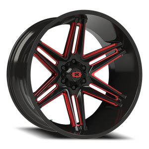 Vision Wheel 363 Gloss Black Milled Spoke with Red Tint 24x12 -51 6x135mm 87.1mm - Wheelwiz