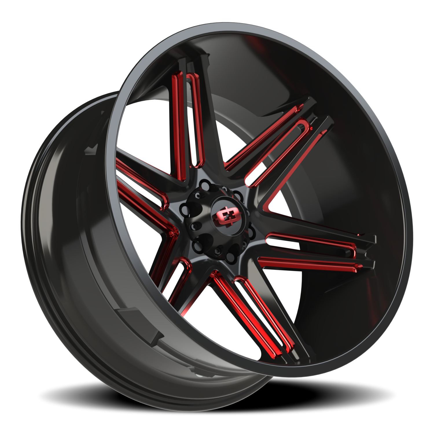 Vision Wheel 363 Gloss Black Milled Spoke with Red Tint 24x12 -51 6x135mm 87.1mm - Wheelwiz