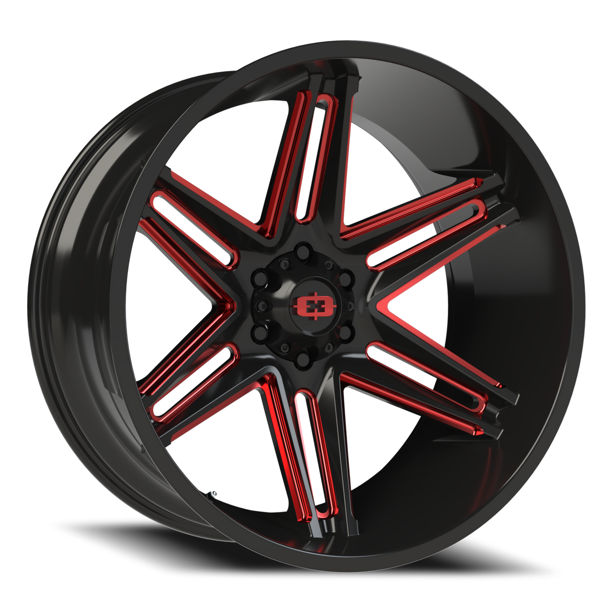 Vision Wheel 363 Gloss Black Milled Spoke with Red Tint 24x12 -51 6x139.7mm 106.2mm - Wheelwiz