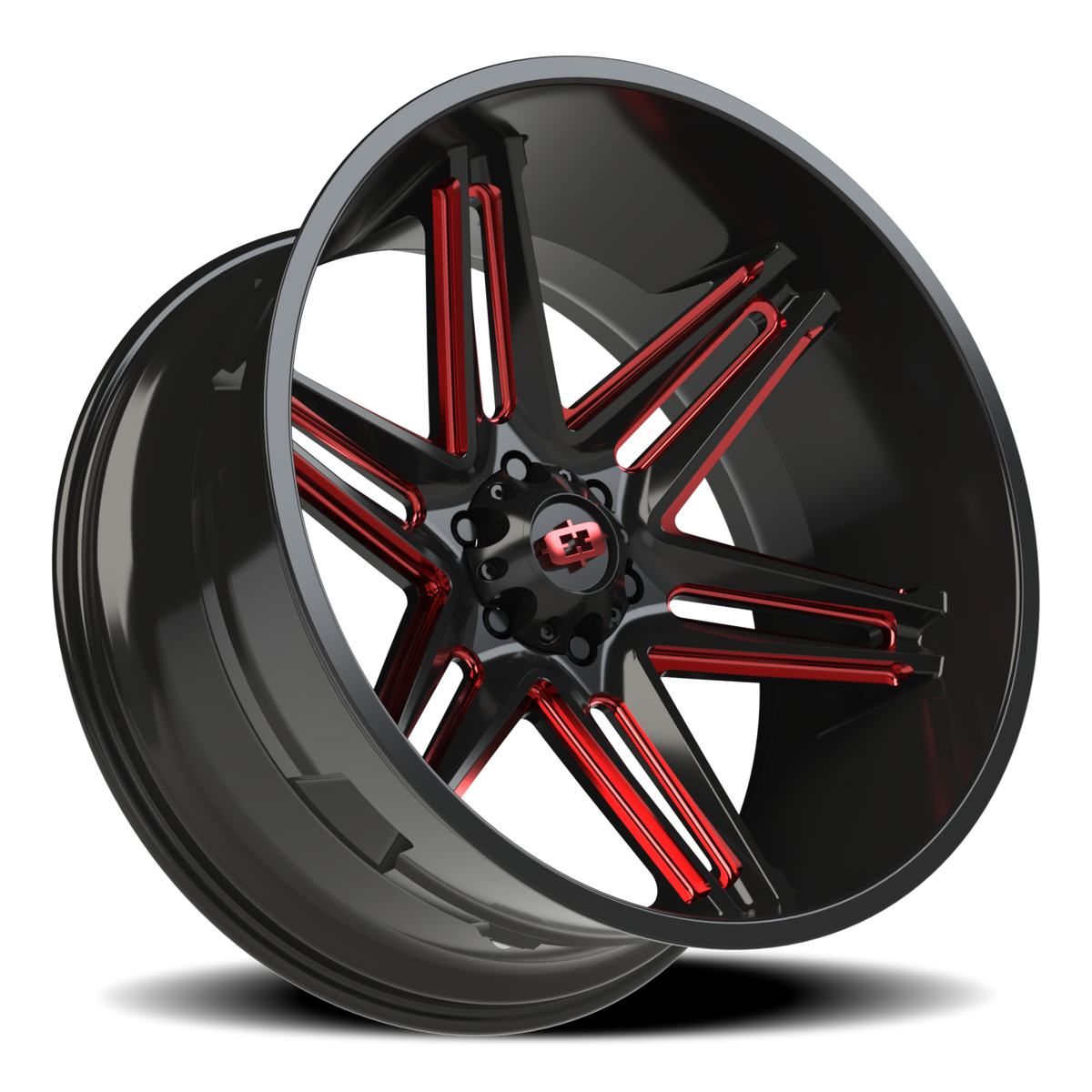 Vision Wheel 363 Gloss Black Milled Spoke with Red Tint 24x12 -51 6x139.7mm 106.2mm - Wheelwiz