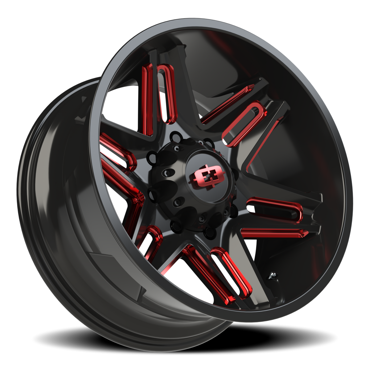 Vision Wheel 363 Gloss Black Milled Spoke with Red Tint 20x10 -25 8x170mm 125.2mm - Wheelwiz