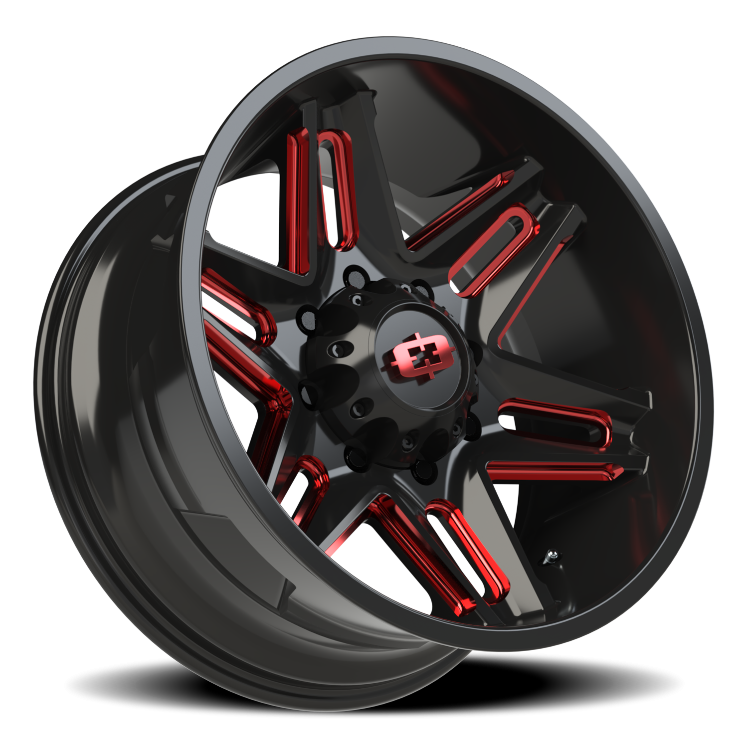 Vision Wheel 363 Gloss Black Milled Spoke with Red Tint 20x10 -25 8x170mm 125.2mm - Wheelwiz