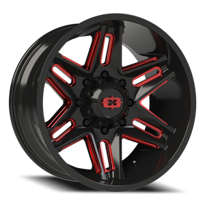 Vision Wheel 363 Gloss Black Milled Spoke with Red Tint 20x10 -25 8x165.1mm 125.2mm - Wheelwiz