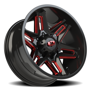 Vision Wheel 363 Gloss Black Milled Spoke with Red Tint 20x10 -25 8x165.1mm 125.2mm - Wheelwiz