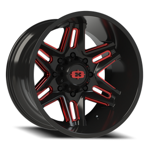 Vision Wheel 363 Gloss Black Milled Spoke with Red Tint 20x12 -51 8x170mm 125.2mm - Wheelwiz