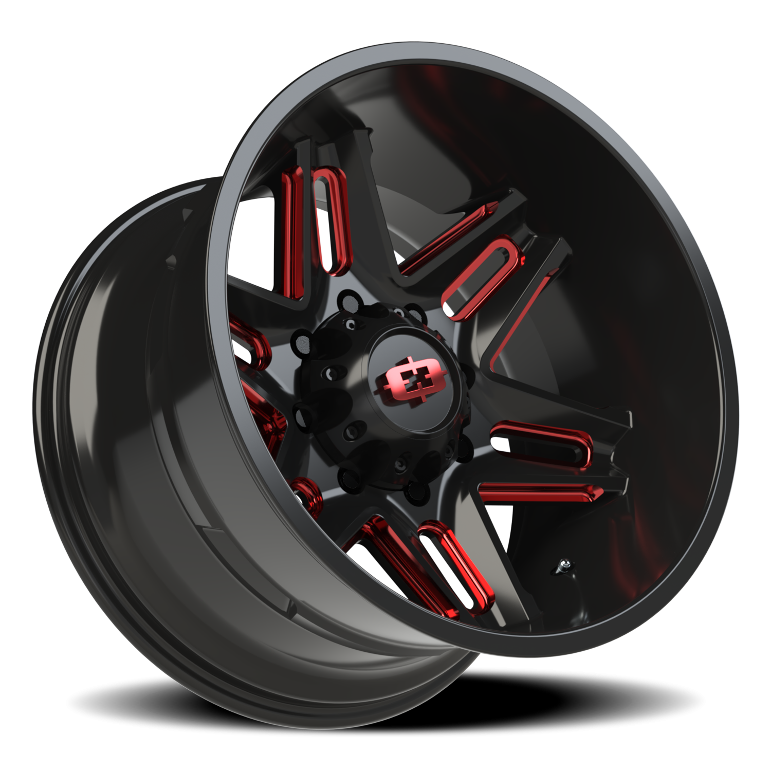 Vision Wheel 363 Gloss Black Milled Spoke with Red Tint 20x12 -51 8x170mm 125.2mm - Wheelwiz