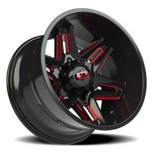Vision Wheel 363 Gloss Black Milled Spoke with Red Tint 20x12 -51 8x170mm 125.2mm - Wheelwiz