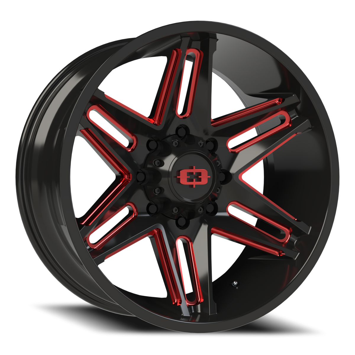 Vision Wheel 363 Gloss Black Milled Spoke with Red Tint 22x10 -19 8x180mm 124.2mm - Wheelwiz