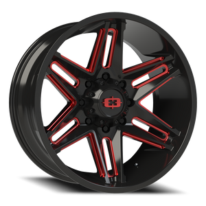 Vision Wheel 363 Gloss Black Milled Spoke with Red Tint 22x10 -19 8x180mm 124.2mm - Wheelwiz