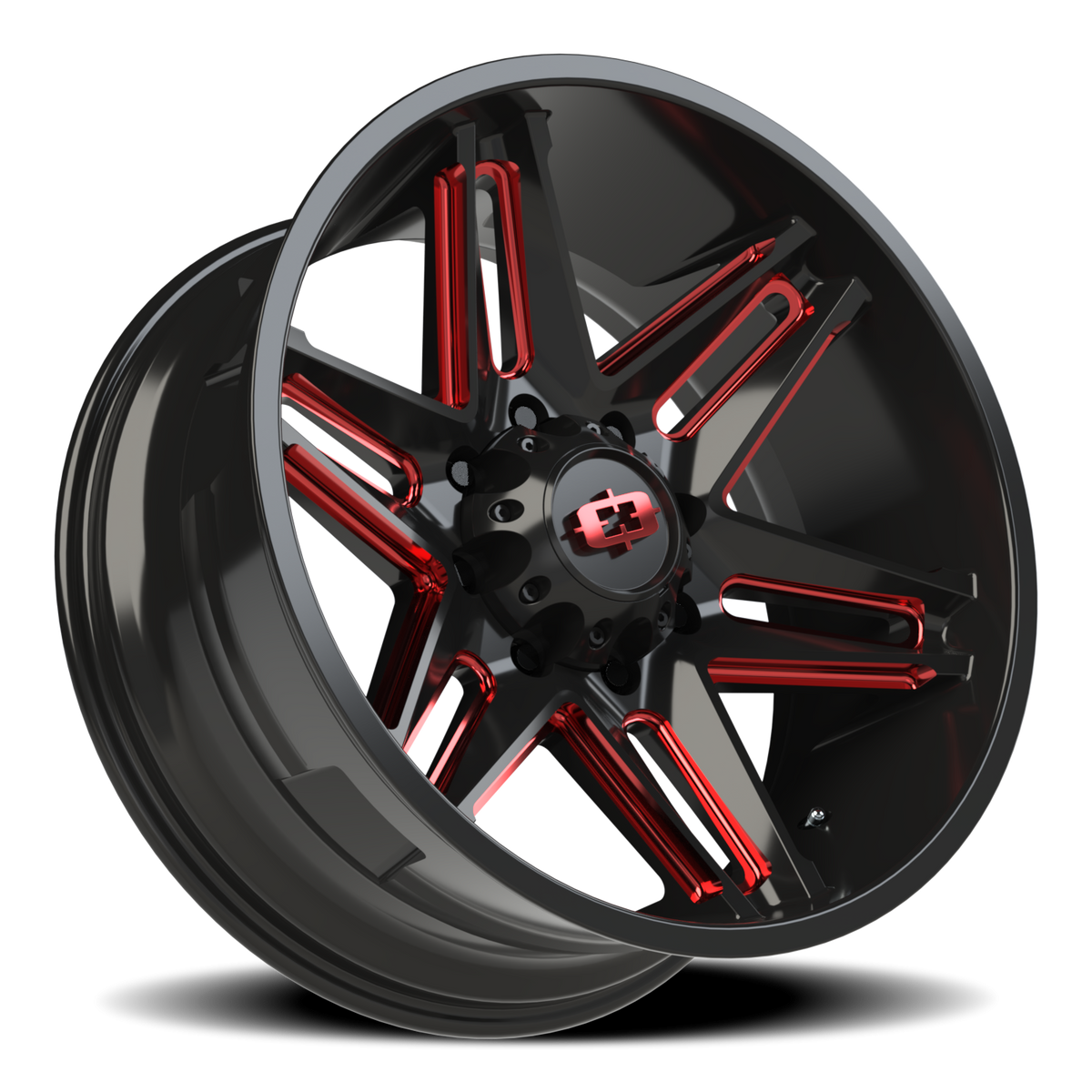 Vision Wheel 363 Gloss Black Milled Spoke with Red Tint 22x10 -19 8x180mm 124.2mm - Wheelwiz