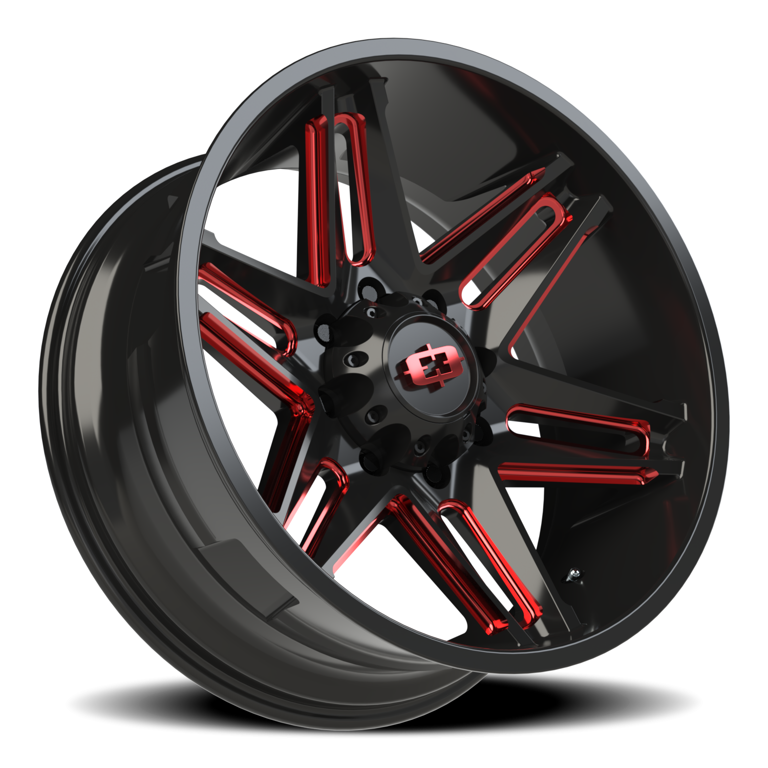 Vision Wheel 363 Gloss Black Milled Spoke with Red Tint 22x10 -19 8x180mm 124.2mm - Wheelwiz