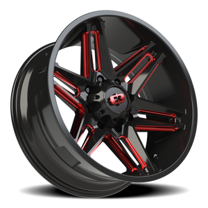 Vision Wheel 363 Gloss Black Milled Spoke with Red Tint 22x10 -19 8x180mm 124.2mm - Wheelwiz