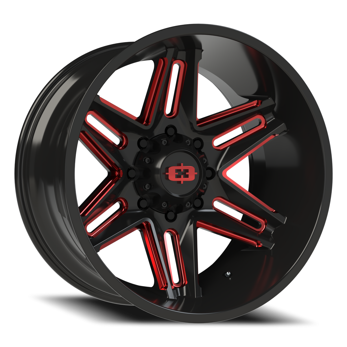 Vision Wheel 363 Gloss Black Milled Spoke with Red Tint 22x12 -51 8x180mm 124.2mm - Wheelwiz