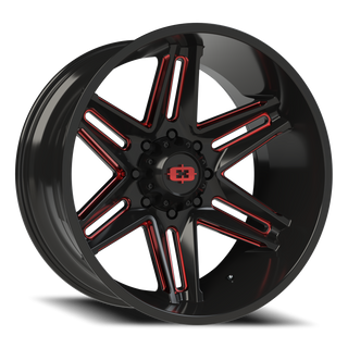 Vision Wheel 363 Gloss Black Milled Spoke with Red Tint 24x12 -51 8x170mm 125.2mm