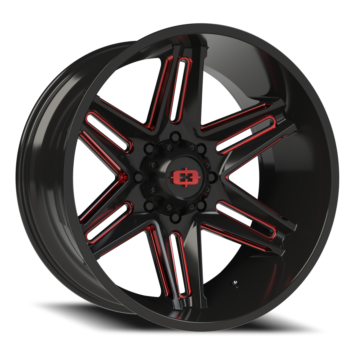 Vision Wheel 363 Gloss Black Milled Spoke with Red Tint 24x12 -51 8x165.1mm 125.2mm - Wheelwiz