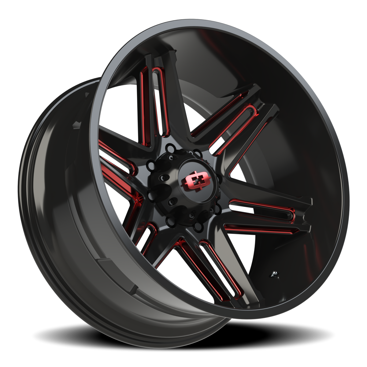 Vision Wheel 363 Gloss Black Milled Spoke with Red Tint 24x12 -51 8x180mm 124.2mm - Wheelwiz