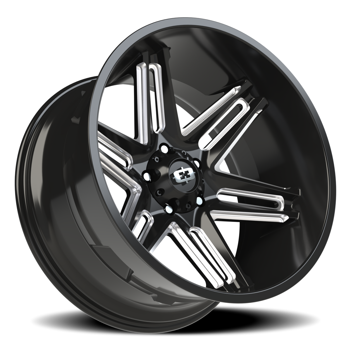 Vision Wheel 363 Gloss Black Milled Spoke 22x12 -51 5x139.7mm 108mm - Wheelwiz