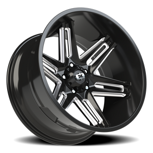 Vision Wheel 363 Gloss Black Milled Spoke 22x12 -51 5x139.7mm 108mm - Wheelwiz