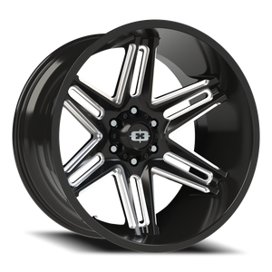 Vision Wheel 363 Gloss Black Milled Spoke 22x12 -51 6x135mm 87.1mm - Wheelwiz