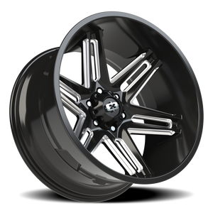 Vision Wheel 363 Gloss Black Milled Spoke 22x12 -51 6x135mm 87.1mm - Wheelwiz