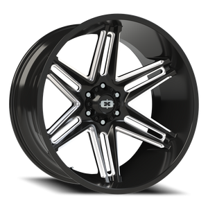 Vision Wheel 363 Gloss Black Milled Spoke 24x12 -51 6x139.7mm 106.2mm - Wheelwiz