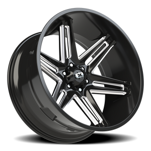 Vision Wheel 363 Gloss Black Milled Spoke 24x12 -51 6x139.7mm 106.2mm - Wheelwiz