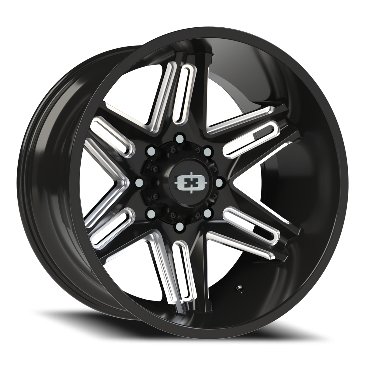 Vision Wheel 363 Gloss Black Milled Spoke 22x12 -51 8x180mm 124.2mm - Wheelwiz