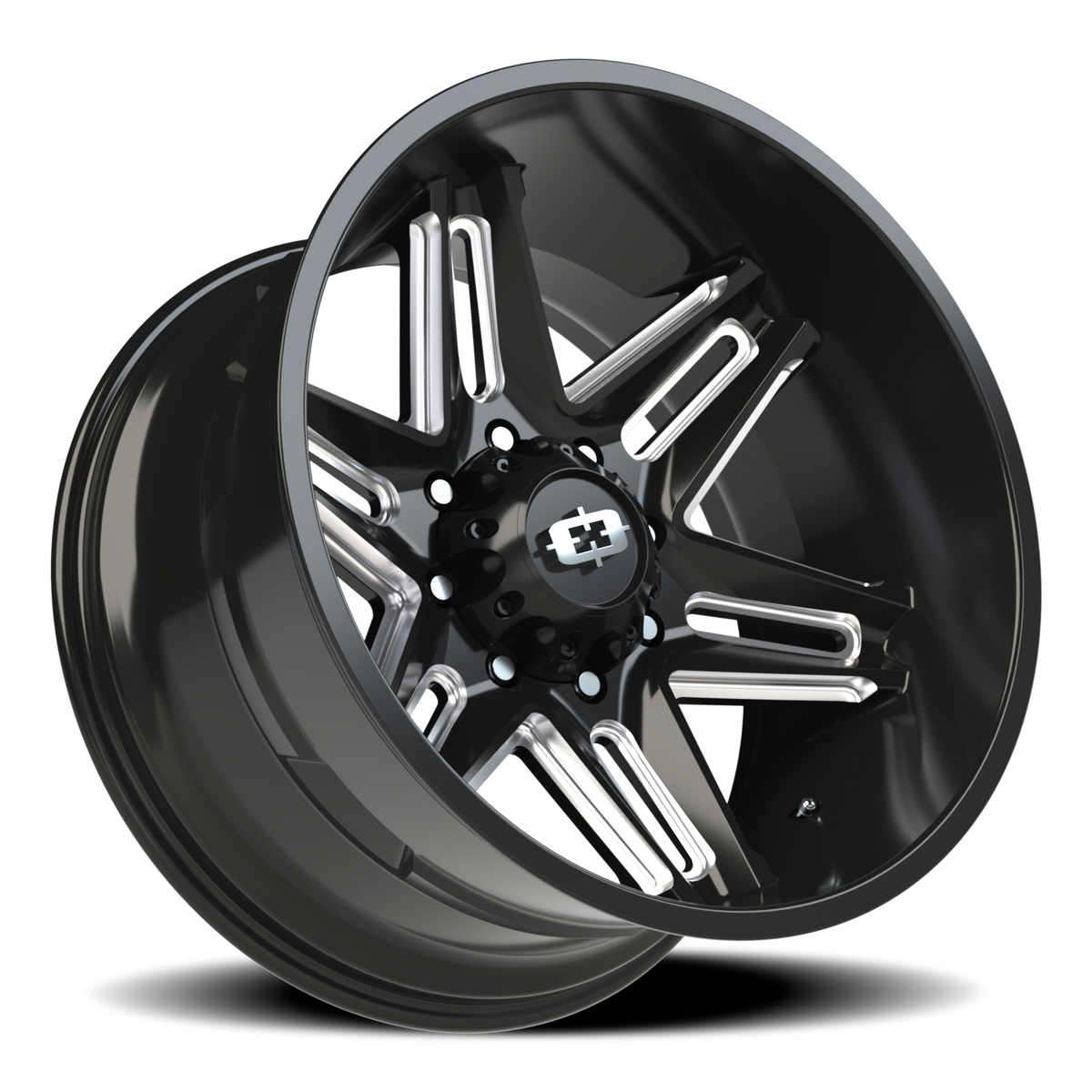 Vision Wheel 363 Gloss Black Milled Spoke 22x12 -51 8x180mm 124.2mm - Wheelwiz