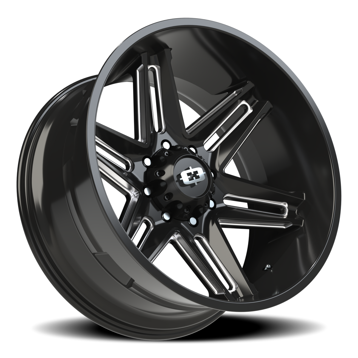 Vision Wheel 363 Gloss Black Milled Spoke 24x12 -51 8x180mm 124.2mm - Wheelwiz